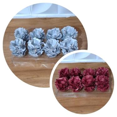 Imagem de Forminhas para Doces, 80 Peças Decorativas em Formato de Flor para Festas, Casamentos e Aniversários (Prata e Marsala)