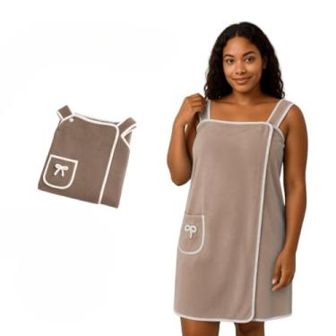 Imagem de Toalha de Banho Roupão, Feminino Atoalhado Macio Secagem Rápida Alta Absorção(COR MARROM)