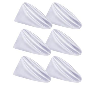 Imagem de Pacote com 6 guardanapos de pano 43 x 43 cm, guardanapos de jantar 100% poliéster com bordas com bainha, guardanapos laváveis ideais para festas, casamentos e jantares, branco