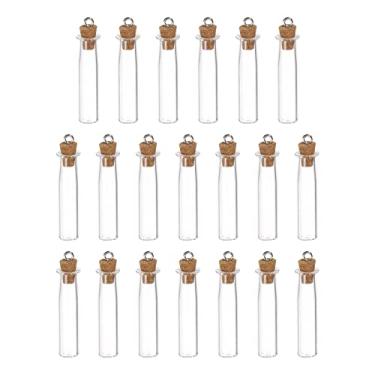 Imagem de 20 peças de mini garrafas de vidro com rolhas de cortiça, frascos pequenos em forma de garrafa, pequenos frascos transparentes e transparentes com anel para decoração de festa de artesanato DIY