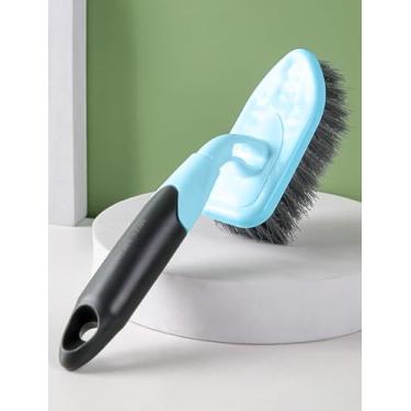 Imagem de 1 escova de limpeza de cerdas duras duráveis – limpador versátil de piso e vaso sanitário com alça longa estendida para poder de esfregar cerdas profundas e rígidas, azul.