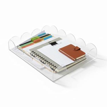 Imagem de Bandeja de acrílico para cartas, organizadores de mesa e acessórios para papéis, documentos, pastas, cadernos e artigos de papelaria, suporte de arquivo de revistas para escritório, casa e sala de