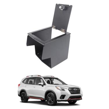 Imagem de SAFECenter Console Organizador Cofre para Armas Compatível com Acessórios Subaru Forester 2019-2024 Caixa de Armazenamento de Apoio de Braço Central Bloqueio de Cofre de Aço Liga Preta 3 Dígitos