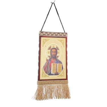 Imagem de COTTVOTT Ícone Ortodoxo Virgem Maria Madona e Cristo Jesus Pintura Arte de Parede Decoração Estética Católica Imagem para Sala de Estar Quarto