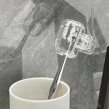 Imagem de Capas de escova de dentes protetores de escova de dentes portáteis clipes protetor de viagem banheiro casa de banho suprimentos de viagem (transparente)