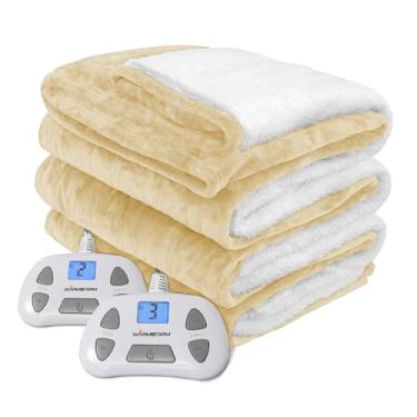 Imagem de Warm Storm Cobertor Elétrico Queen Size Cobertor Aquecido Antiestático Flanela E Sherpa 10 Níveis De Aquecimento 12 Horas Desligamento Automático Lavável À Máquina Bege 84" X 90"