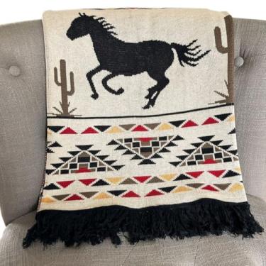 Imagem de Myra Bag Manta Western Boho – Estampa de Algodão com Inspiração Tribal para Cadeira de Sofá – Cavalos