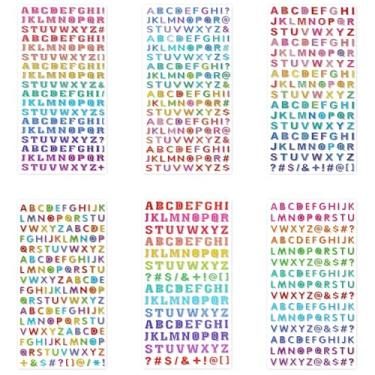 Imagem de EORTA 1560 adesivos 3D de letras gradientes inchadas, 6 folhas de adesivos coloridos com símbolo do alfabeto de 0,6 cm, adesivo autoadesivo de espuma ABC para álbuns, diários, boné de formatura
