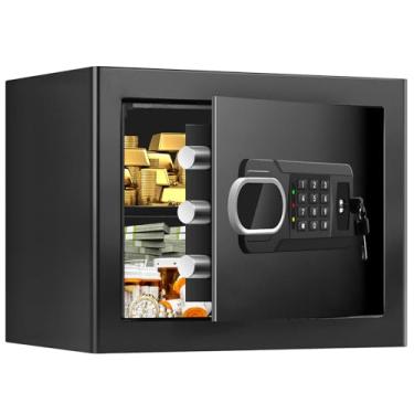 Imagem de Cofre pequeno de 1,3 metros cúbicos para casa, cofre à prova de fogo, cofre de segurança para dinheiro com teclado digital, chaves sobressalentes e prateleira removível, cofres domésticos pessoais