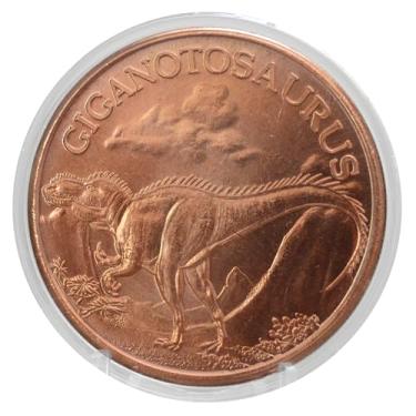 Imagem de Giganotosaurus Dinosaur 1 oz Pure .999 Copper Round Collecticble 39mm Challenge Coin in Capsule - COA by Heavenly Metals