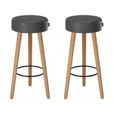 Imagem de Kit 2 Banquetas Alta Genebra Balcão Bar Bancada Bistrô Gourmet Estrutu