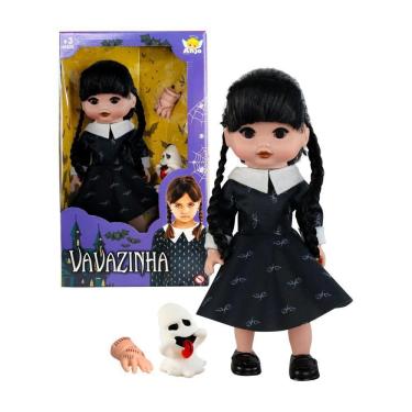 Imagem de Boneca Vavazinha Com Mãozinha E Fantasminha (inspiração Série Wandinha)