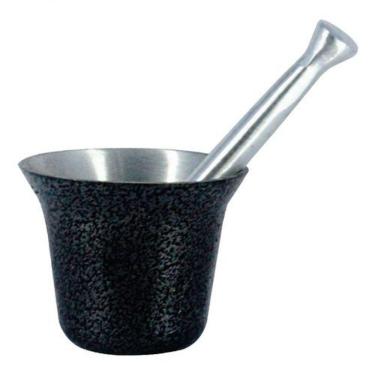 Imagem de Almofariz Alumínio Polido Socador De Alho Preto