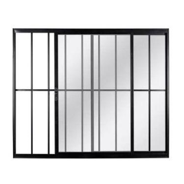 Imagem de Janela 2 Folhas com grade Alumínio Brilhante, Branco ou Preto Linha 18