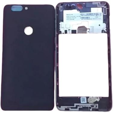 Imagem de SHOWGOOD Capa traseira para ZTE Blade Z Max Z982 para reparo da moldura central frontal da porta da bateria do telefone + logotipo (moldura frontal)