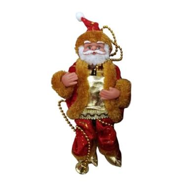 Imagem de IEUDNS Papai Noel elétrico escalando Papai Noel na corda enfeite musical de árvore de Natal animado para lareira, Vermelho