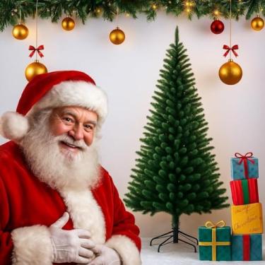 Imagem de Árvore Natalina 180 cm Artificial Pinheiro Verde Base Metálica Reforçada Montagem Fácil Decoração Natalina 600 Galhos Tradicional Super Cheia Premium