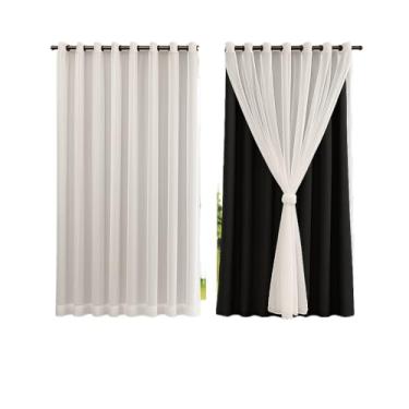 Imagem de Cortina 3,00 x 2,50 c/VOIL Branco - Decoração Quarto, Sala, Escritório, Janela(PRETO)