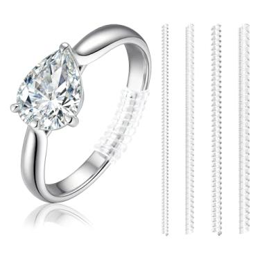 Imagem de Pacote com 20 tamanhos de anéis para anéis soltos - 4 tamanhos transparentes ajustadores de tamanho de anel protetores ajustadores redimensionadores - Aperto de anel de bobina invisível para mulheres