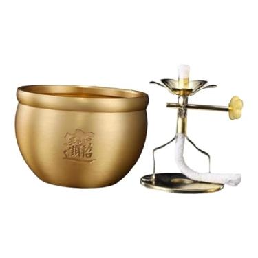 Imagem de IEUDNS Suporte Retrô para Lâmpada de óleo com Brilho Ajustável em Cobre, em Formato de Buda, para Velas Votivas Ou Tealights. Ideal para Ghee, Manteiga, Estilo B