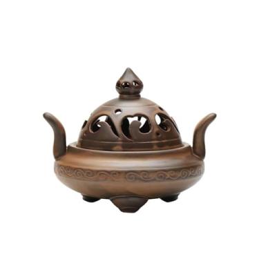 Imagem de Porta-incenso decorativo Queimador de incenso cerâmica três pernas, porta-incenso doméstico para olíbano, carvão, bastão, pó, cone, espiral e torre