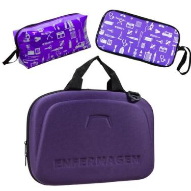Imagem de Kit Maleta Bolsa Estagio Saude Case Aparelho Esteto - Love Saude, Roxo