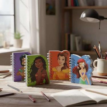 Imagem de Kit 4 Cadernetas Caderninho de Anotações Princesas Disney - Culturama