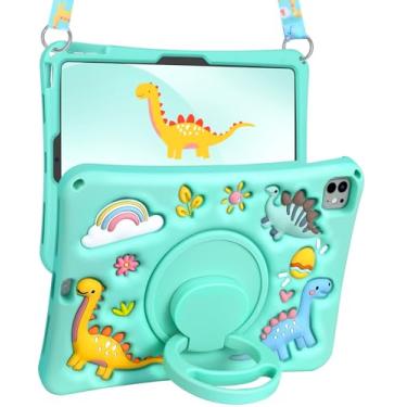 Imagem de Boaretiu Capa para iPad Air de 11 polegadas M3 2025&M2 2024 / para iPad Air 5ª/4ª 2022 2020 / Air 6/Pro 11 - desenho fofo de silicone macio com alça e suporte giratório para mulheres, meninas, meninos