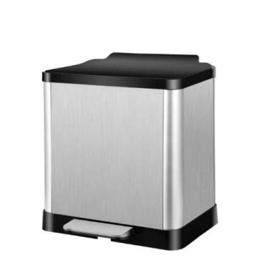 Imagem de Lixeira Dupla Coleta Seletiva Inox 20 Litros Cesto Lixo 20L Balde Remo