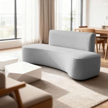Imagem de Sofá Forma Orgânico 3 Lugares Recepção Sala Curvo Escritório - Cor:Cinza
