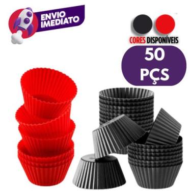 Imagem de Kit Forma Individual Silicone Cupcake Muffin Forminha Bolinho Redonda 