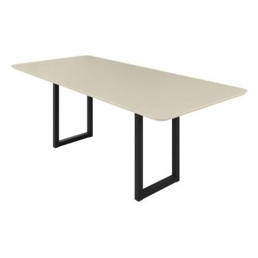 Imagem de Mesa para Sala de Jantar 160x90cm com Vidro Itália Preto/Off White