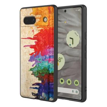 Imagem de OEURVQO Capa artística para Google 7A, capa de silicone líquido de toque macio com forro fofo, compatível com carregamento sem fio, capa protetora para Google Pixel 7A, aquarela preta