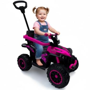 Imagem de Carrinho Passeio Mini Quadriciclo Infantil Brinquedo 2 em 1 Com Empurrador Guarda Corpo Apoio dos pés Menino E Menina (Rosa)