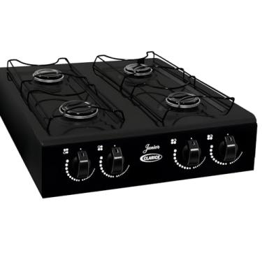 Imagem de Fogão De Mesa Cooktop Júnior 4 Bocas Preto Compacto Prático E Econômico Portátil A Gás 4 Bocas (Preto)