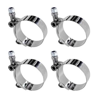 Imagem de MUQIDA 4 peças de braçadeira de mangueira de parafuso T de 3,8 cm, braçadeira de tubo ajustável de aço inoxidável com faixa de trabalho de 46 a 52 mm, grampos de intercooler de admissão turbo para uso
