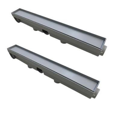 Imagem de Kit 2 Ralo Linear Invisível 6x50 Sifonado ABS Oculto Porcelanato Branco Cinza Claro Cinza Escuro Preto (Bege)