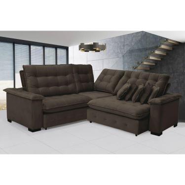 Imagem de Sofá Manchester 2.63x2.63m De Canto, Retrátil E Reclinável - Marrom
