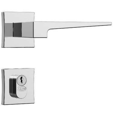 Imagem de Fechadura Classic Polaris 3200 Com Roseta Quadrada Para Exterior Cromada - 30025 - Stam