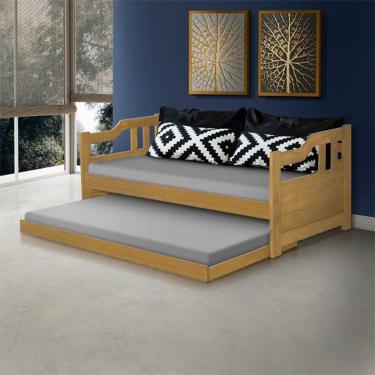 Imagem de Sofa Cama Solteiro De Madeira Com Cama Auxiliar Atraente - Imbuia