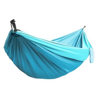 Imagem de Rede de acampamento portátil para uso externo com alças de árvore, rede de corda de árvore para acampamento 142 x 263 cm, adequado para 1 a 2 pessoas, equipamento essencial para mochila