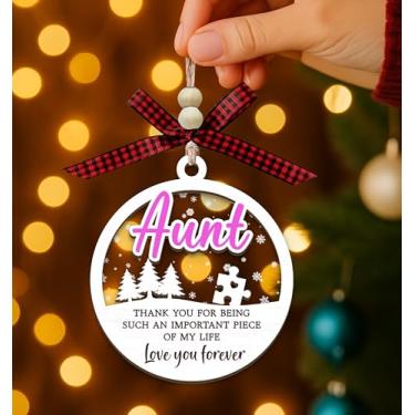 Imagem de Enfeite de Natal da tia, enfeite de madeira e acrílico de 2 camadas, presente da sobrinha sobrinha, obrigado por ser uma peça importante da minha vida, adoro você para sempre, decoração de árvore para