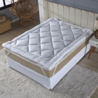 Imagem de Pillow Top Casa Dona Extra Macio 5cm Tecido Premium 400 Fios Antialérgico e Antiácaro Fixação com Elástico Upgrade para Seu Colchão (Queen)