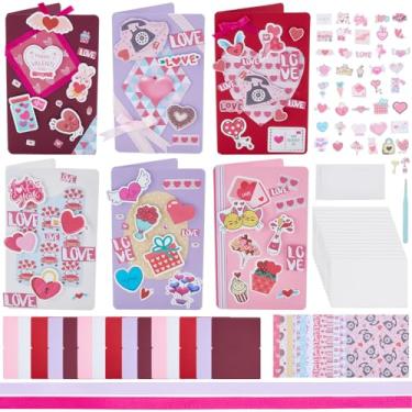 Imagem de WEBEEDY 15 conjuntos de kits completos de cartões de dia dos namorados com cartões em branco, adesivos, envelopes para iniciantes, aniversário, Natal, Dia dos Namorados, presente de artesanato