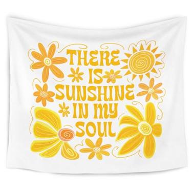 Imagem de WARDOS Tapeçaria de verão boho, tapeçaria floral boho sol, tapeçaria para parede, There Is Sunshine in My Soul Inspirational Wall Blanket Decor for Home Bedroom Kids Girls Room Nursery, 127 x 152 cm