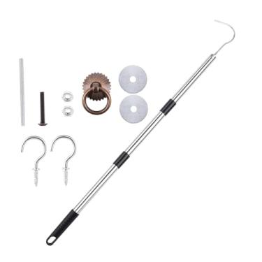 Imagem de Fenteer Kit completo de de escada retrátil com haste de extensão para uso doméstico, acessórios para ferramentas de escada retrátil, gancho de, Haste de Tração de