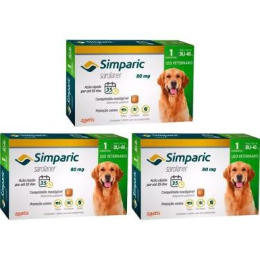 Imagem de Simparic 80mg para de Cães 20,1 a 40kg - 1 Comp. - Zoetis - 3 Unidades