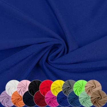 Imagem de Tecido de nylon elastano, 80% nylon, 20% elastano, tecido de lycra, roupa de banho, tecido esportivo elástico em 4 direções, dança, ioga (azul royal, 2 jardas)