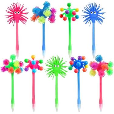 Imagem de ZLSPTK 9 canetas esferográficas engraçadas de ouriço-do-mar para estresse, canetas esferográficas de borracha macia, monstro, multifuncional, novidade, desenho animado, clique, para escritório