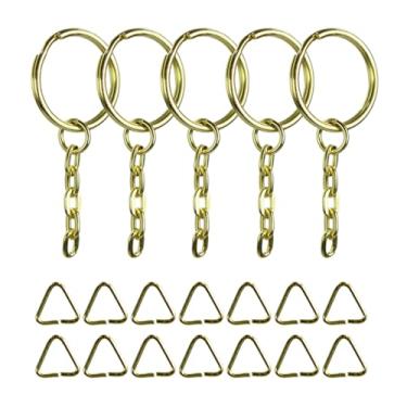 Imagem de Argola Com Corrente 23mm Resistente Artesanato Com Triangulo Criação De Chaveiro (500, Dourada, 23mm)